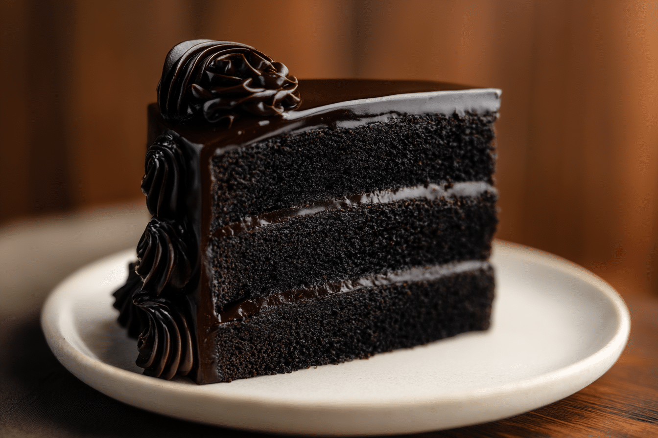 Slice of Black Velvet Cake