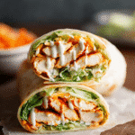 Buffalo Chicken Wrap on Wooden Board