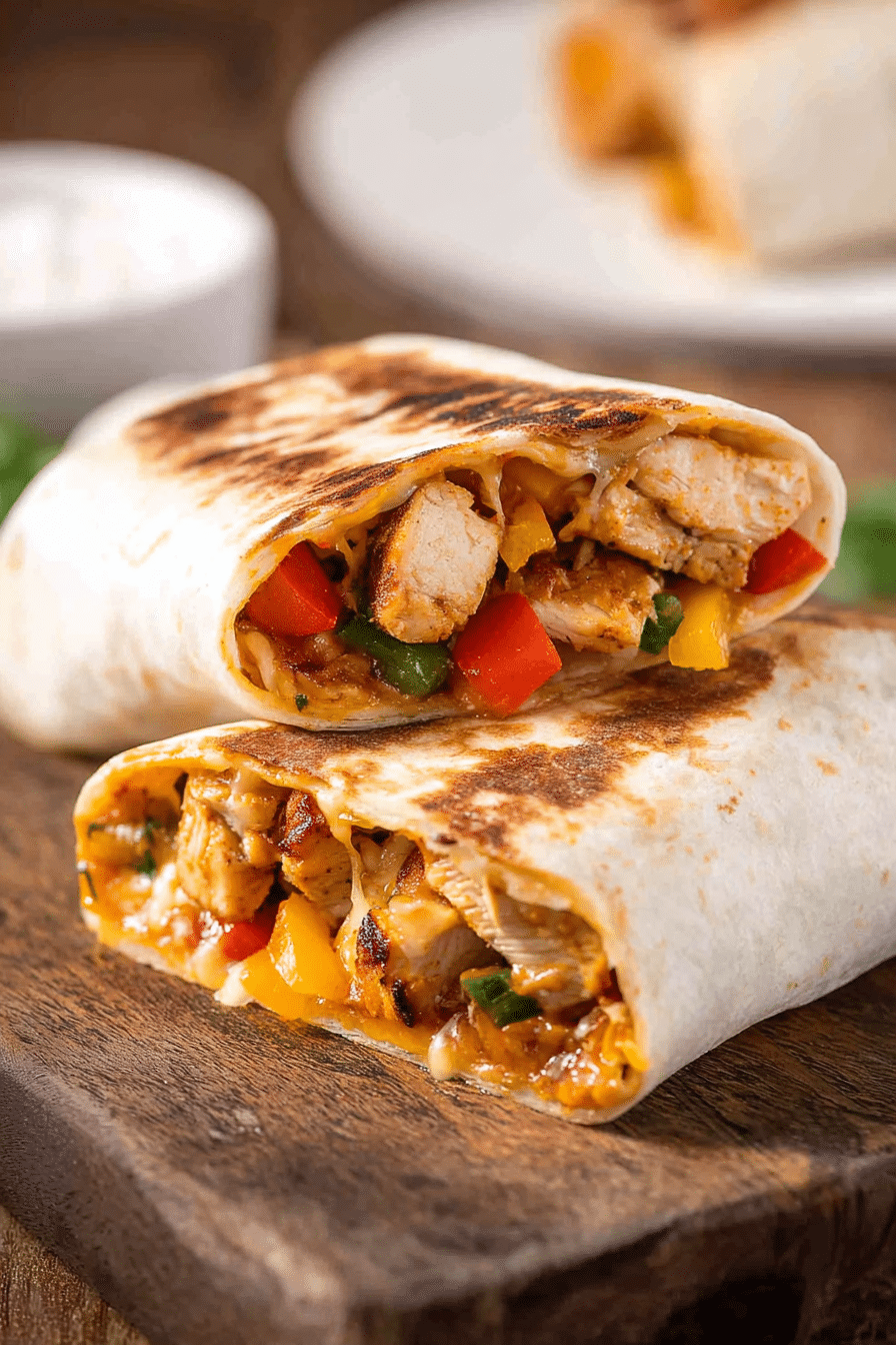 Chicken Fajita Wrap with Peppers and Cheese
