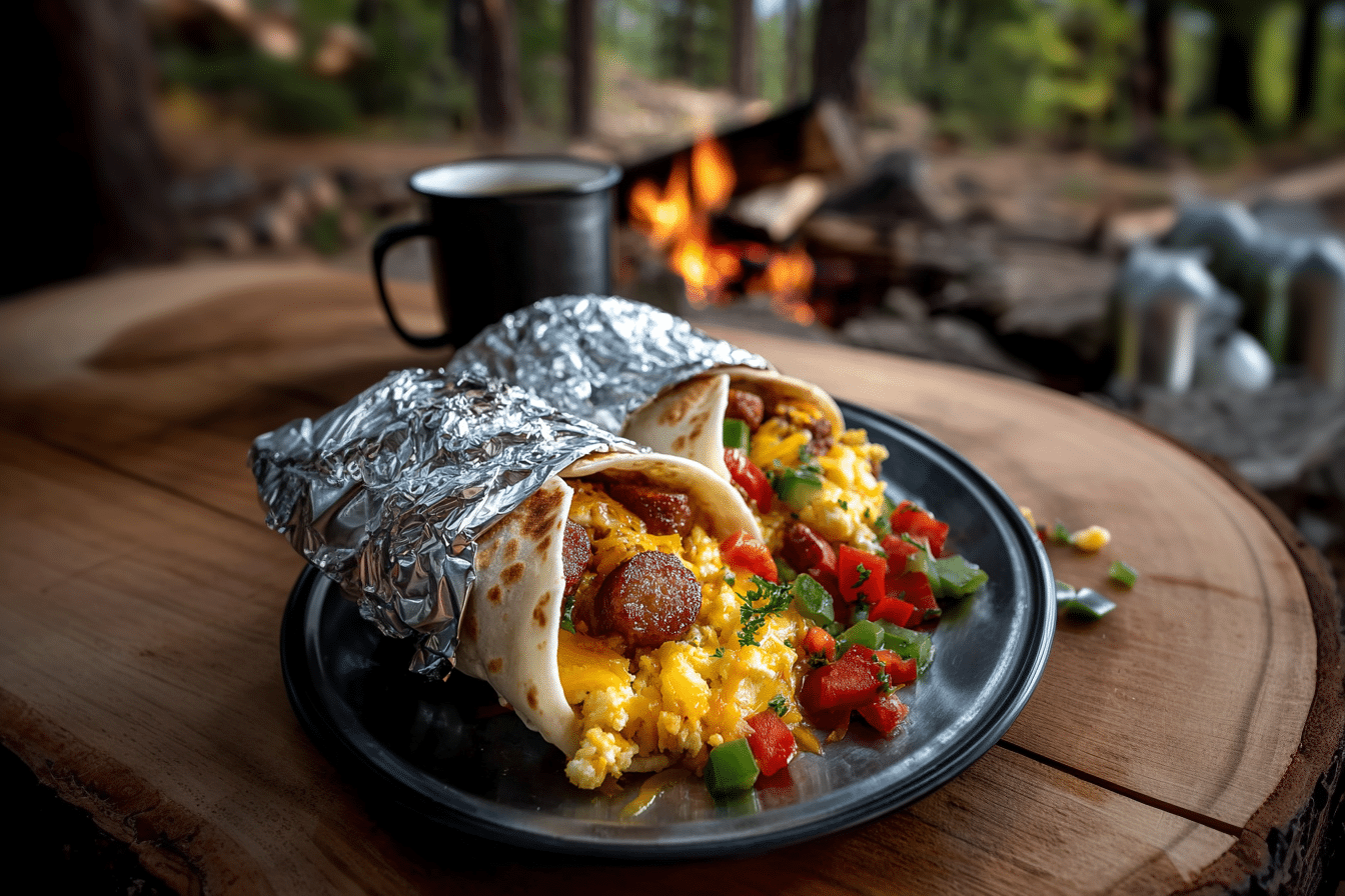 Make-ahead breakfast burritos wrapped in foil