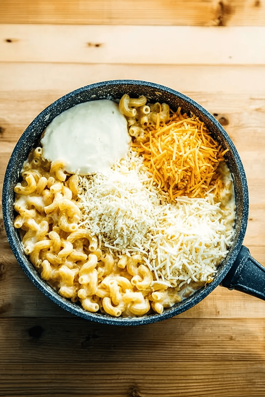 Served campfire mac and cheese in bowls