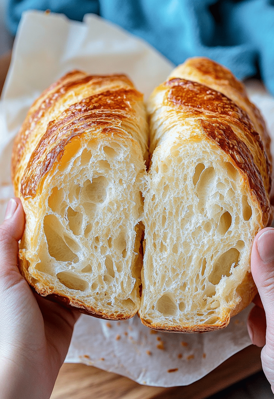 Slices of sourdough Croissant bread