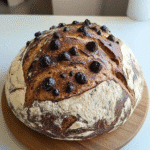 Chocolate marbled sourdough bread with swirled for tasty