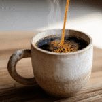 frothy turmeric and cinnamon coffee in a mug