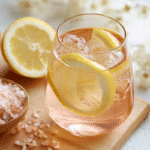 Pink salt ACV recipe card ingredients laid out