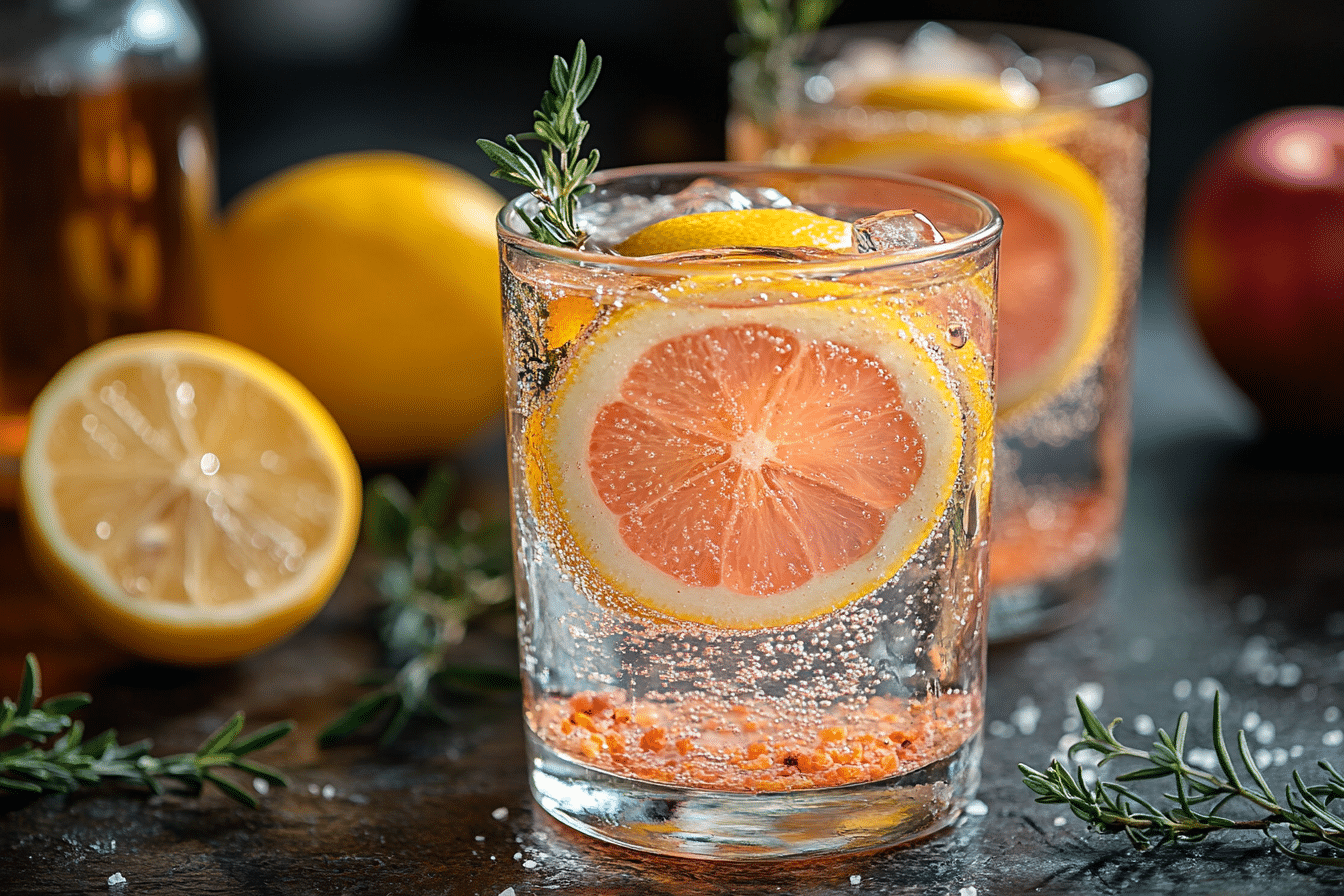 Glass of pink salt weight loss drink with lemon