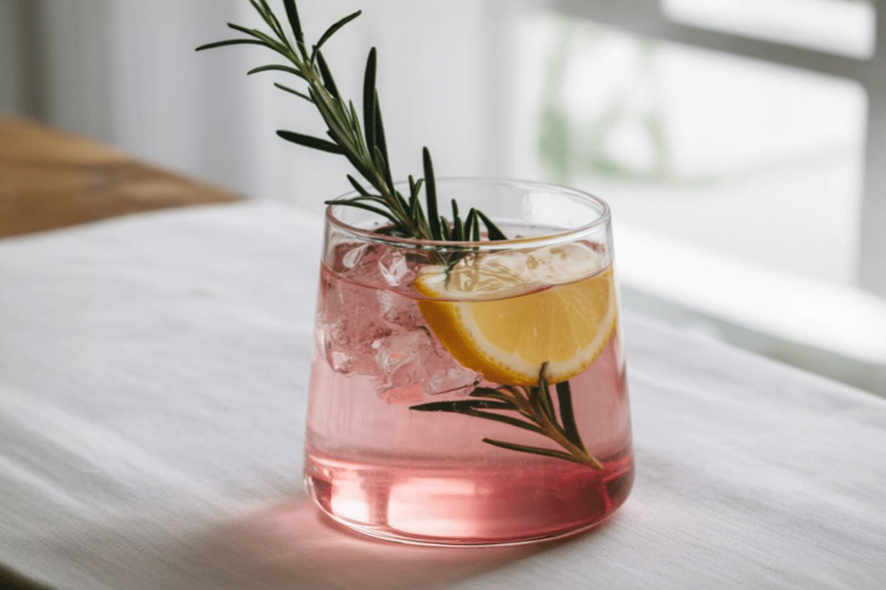 glass of pink salt trick recipe for women weight loss on marble counter