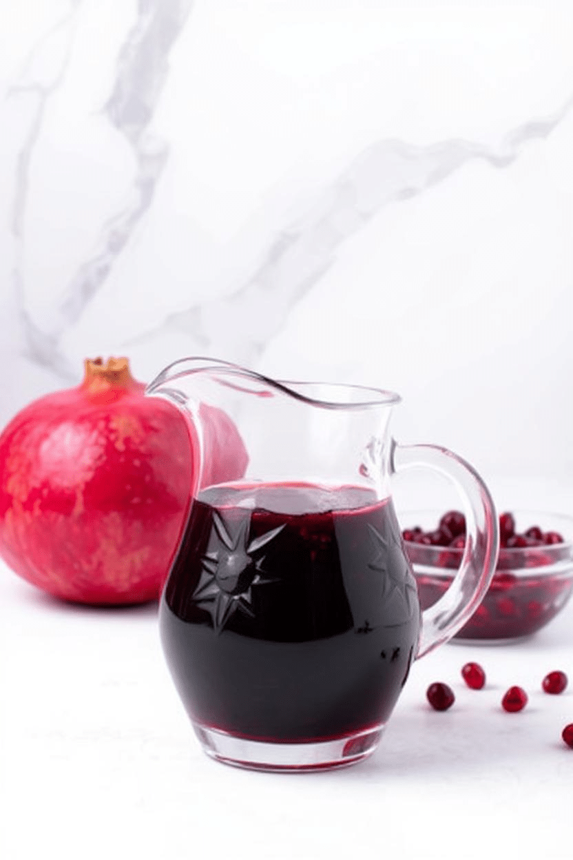 Iced mocktail with syrup pomegranate juice and mint