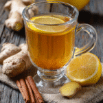 Stirring natural Zepbound drink in a clear mug
