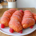 Raspberry sourdough croissant donuts with butter