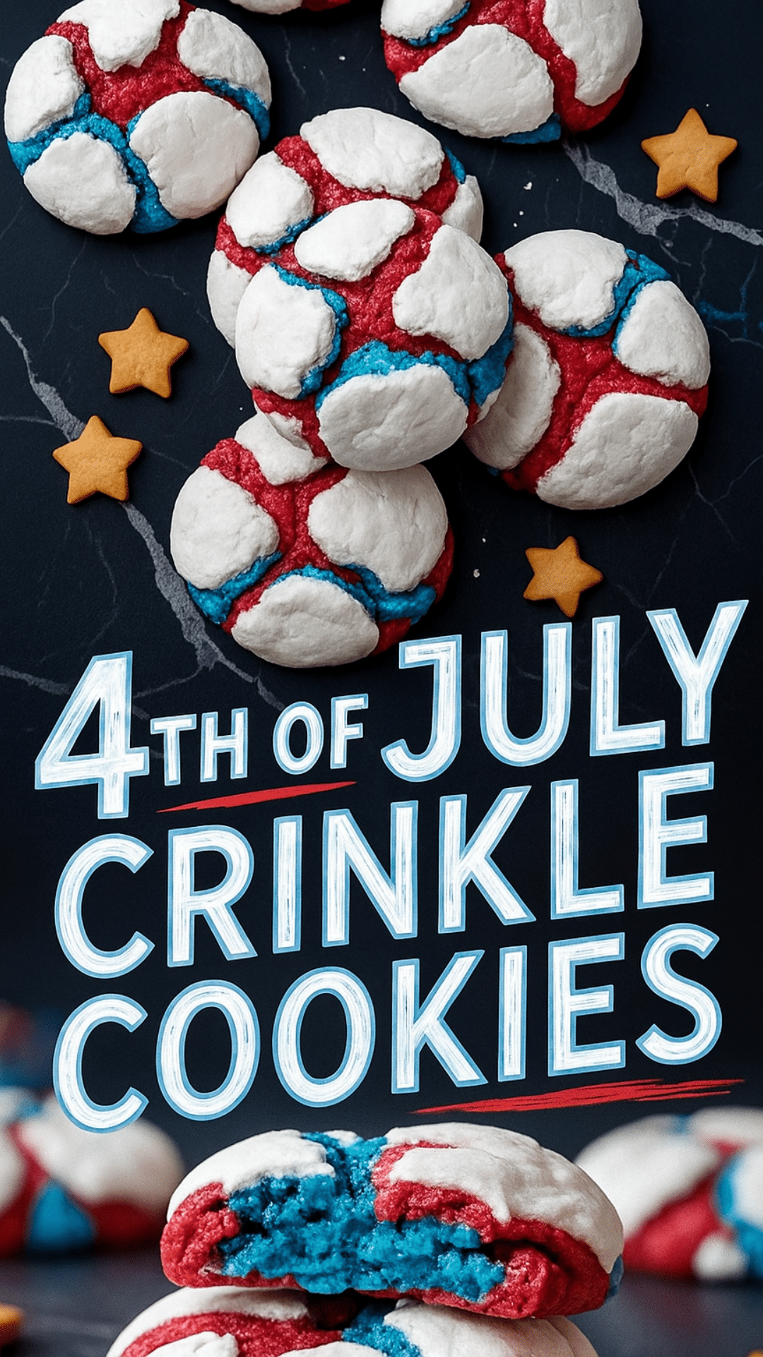 Baking tray with red, white, and blue cookies