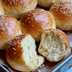 slice of sourdough brioche buns fresh from the oven