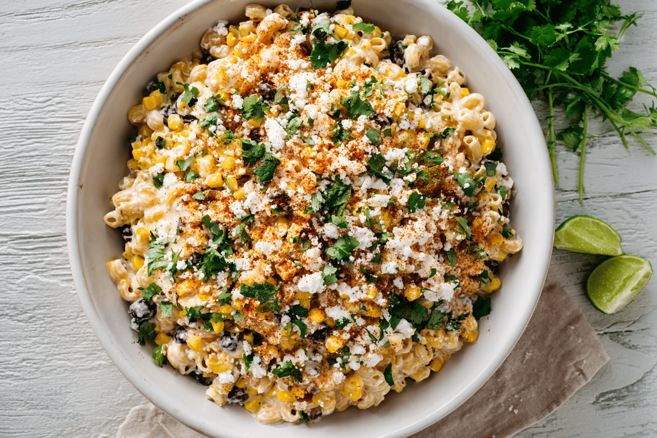 The Ultimate Corn Pasta Salad in a Large Serving Bowl