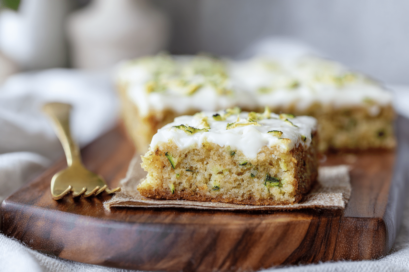 Moist zucchini bars with cream cheese frosting
