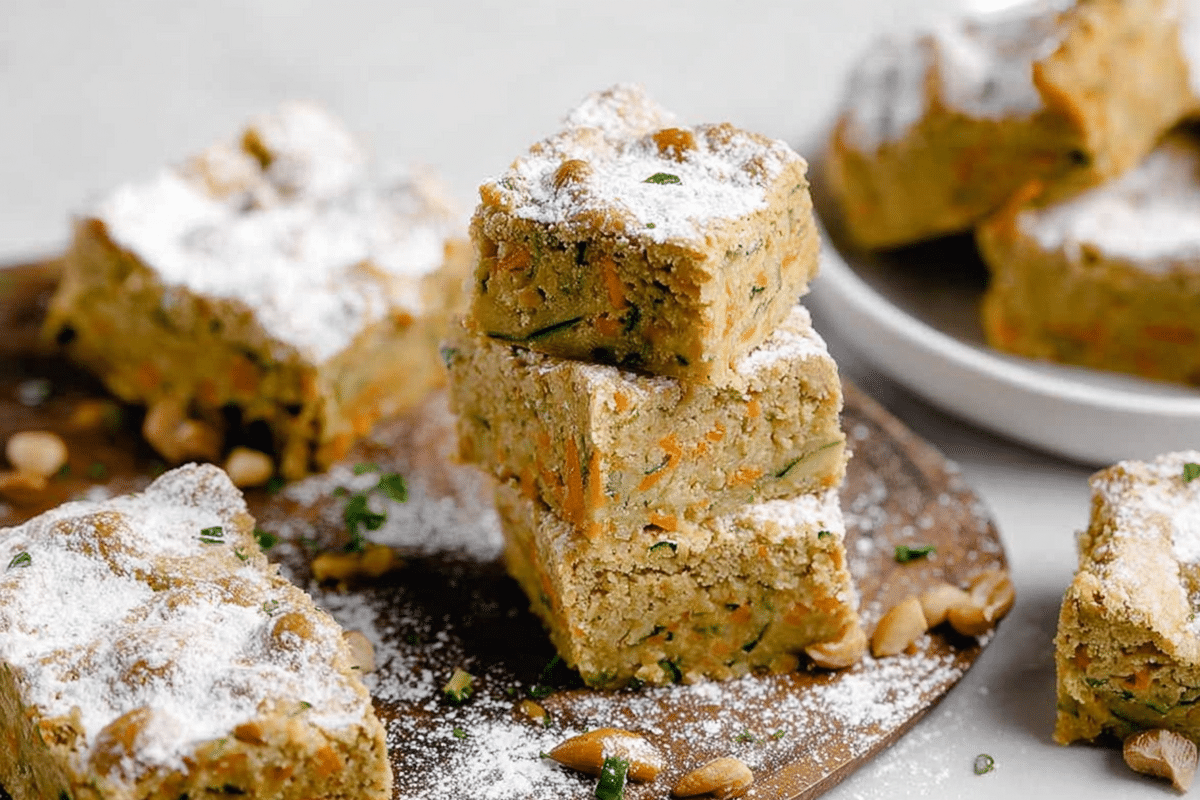 Moist zucchini carrot bars with cream cheese frosting