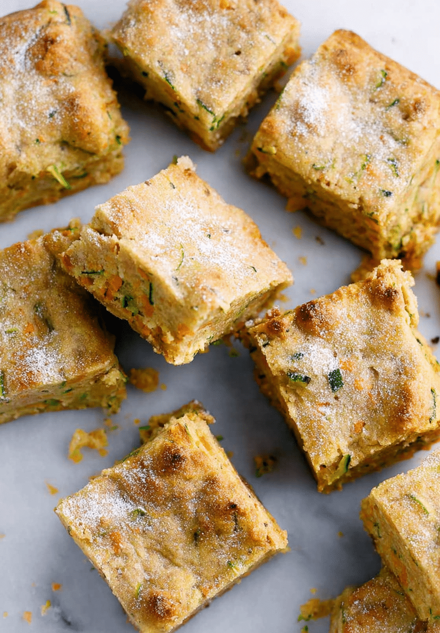 Frosted zucchini carrot bar served on a white plate