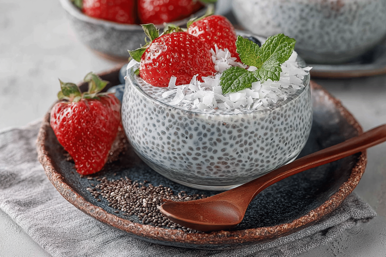 creamy chia pudding made with coconut milk