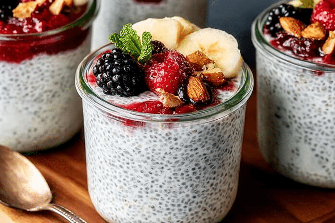 creamy Chia Seed Pudding with Yogurt and fruit